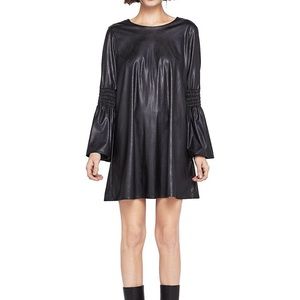 BCBGeneration Faux Leather Smocked Sleeve Dress